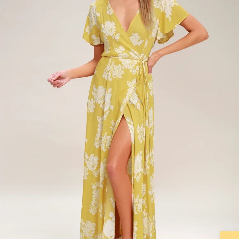Lulus yellow wrap dress